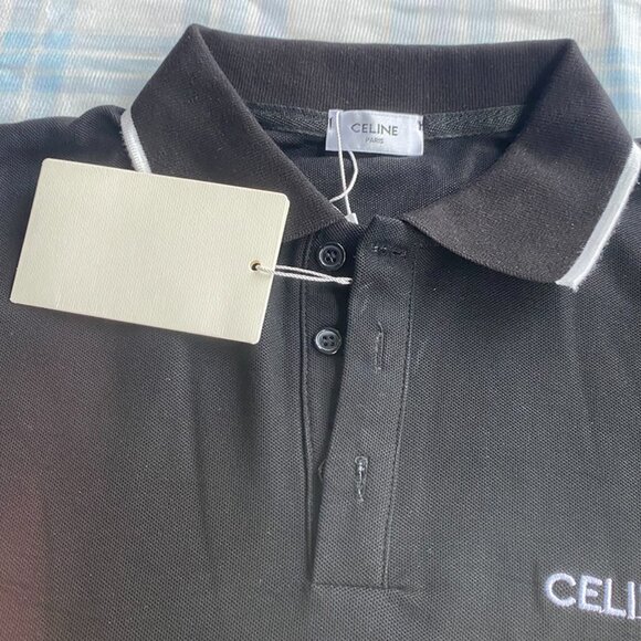 CelineClassic Black Polo Shirt With Lapel Design - Picture 3 of 9